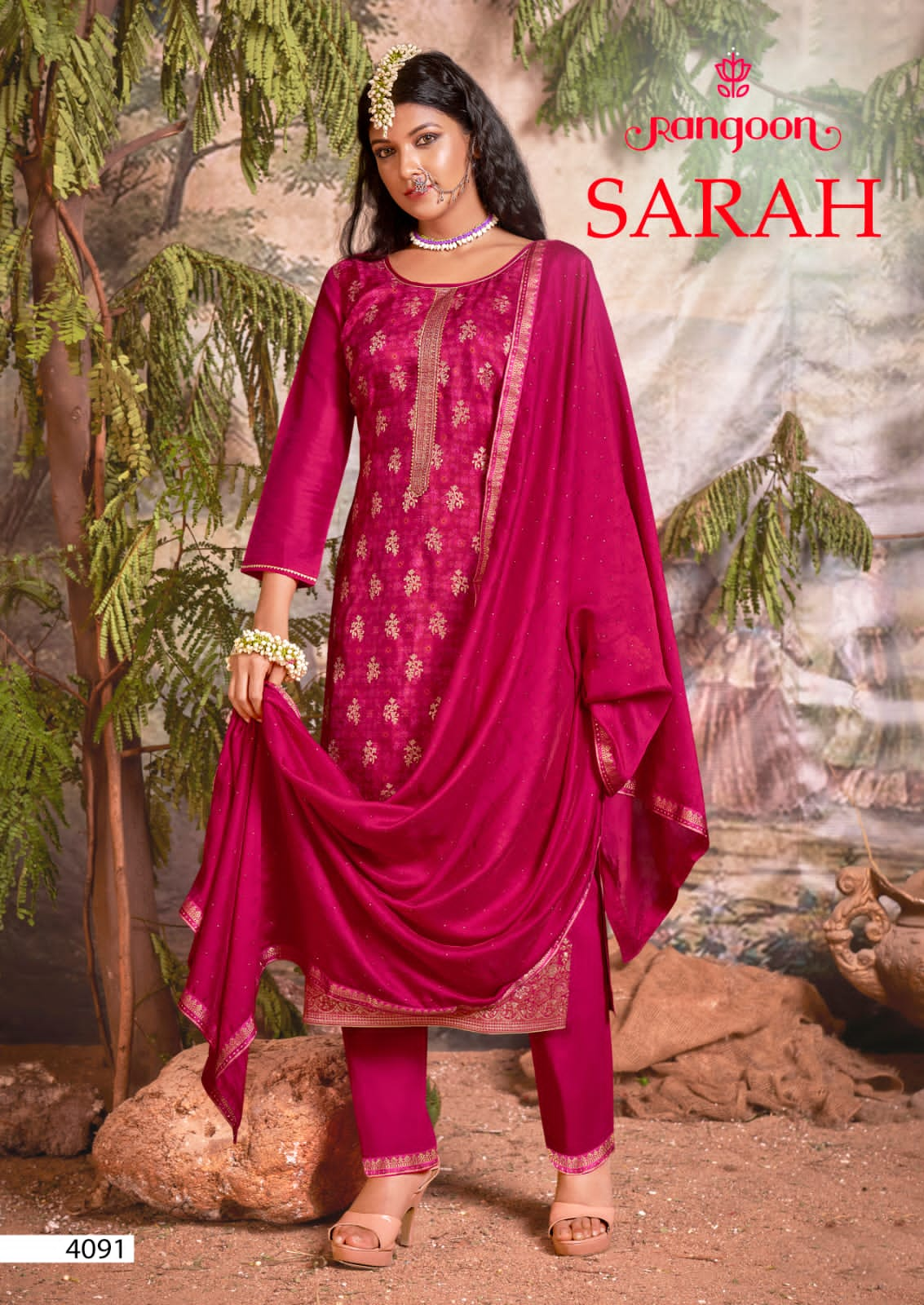 Rangoon Sarah Festive Wear Wholesale  Kurti With Bottom Dupatta Collection